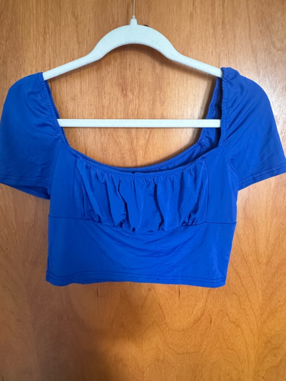 Blue Women’s Puff Sleeve Crop Top - Unbranded